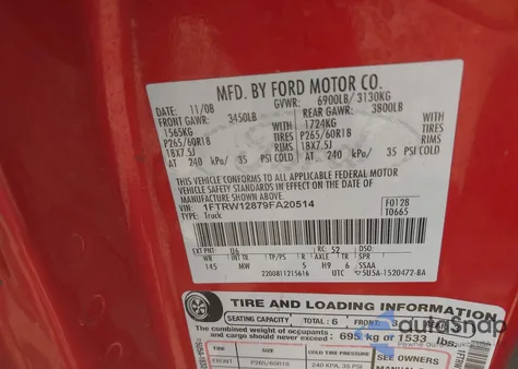 2009 Ford F-150 Xl/Xlt z USA, uszkodzony, nr VIN 1FTRW12879FA20514